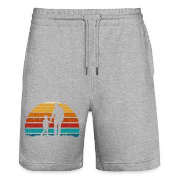 Silhouette Sunset: Vater und Kind - Stanley/Stella Unisex Bio Joggingshorts Trainer  - Grau meliert - Vorne - Nik (191cm) & Marisol (170cm)