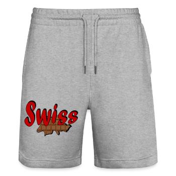 Swiss Chocolate - Stanley/Stella Trainer Unisex Organic Jogging Shorts - heather grey - Front - Nik (191cm) & Marisol (170cm)