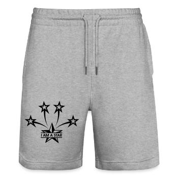 I'm a star - Stanley/Stella Trainer Unisex Organic Jogging Shorts - heather grey - Front - Nik (191cm) & Marisol (170cm)