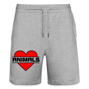 Herz Liebe TIERE - Stanley/Stella Unisex Bio Joggingshorts Trainer  - Grau meliert - Vorne - Nik (191cm) & Marisol (170cm)