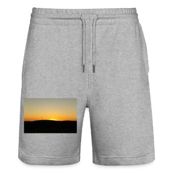 Sunset over wind turbines - Stanley/Stella Trainer Unisex Organic Jogging Shorts - heather grey - Front - Nik (191cm) & Marisol (170cm)