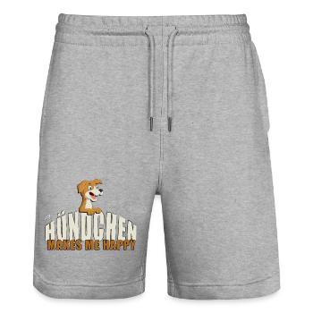 Mein Hund - mein Hündchen makes me happy - Stanley/Stella Unisex Bio Joggingshorts Trainer  - Grau meliert - Vorne - Nik (191cm) & Marisol (170cm)