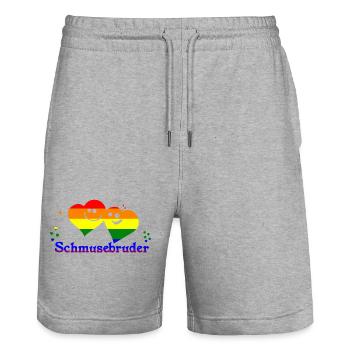 Schmusebruder - Stanley/Stella Unisex Bio Joggingshorts Trainer  - Grau meliert - Vorne - Nik (191cm) & Marisol (170cm)
