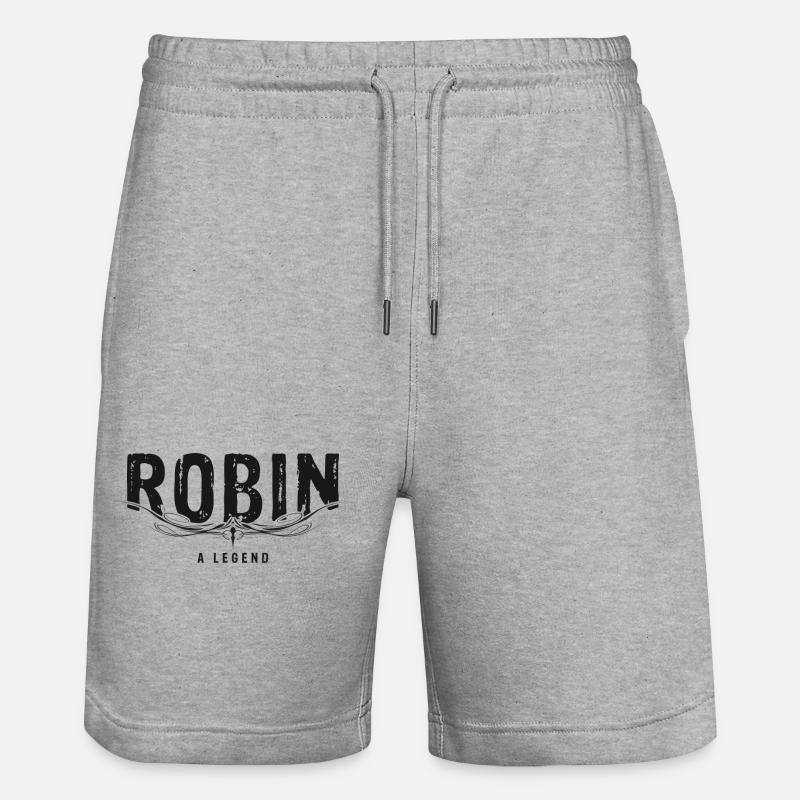ROBIN A LEGEND verziert - Stanley/Stella Unisex Bio Joggingshorts Trainer  - Grau meliert