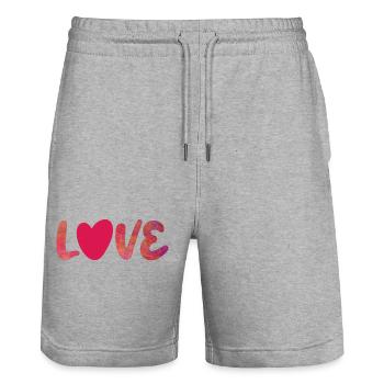 Love Love Heart Pattern Valentine's Day Wedding Couple - Stanley/Stella Trainer Unisex Organic Jogging Shorts - heather grey - Front - Nik (191cm) & Marisol (170cm)