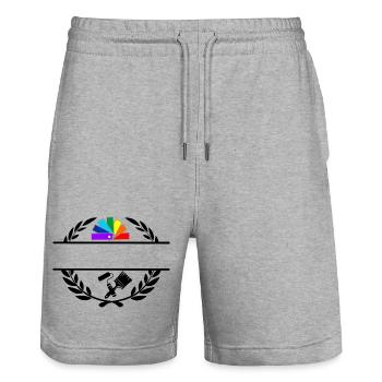 Terrasse en éventail de couleur en couronne de laurier avec rouleau pinceau - Short de jogging bio TRAINER Stanley/Stella unisexe - gris chiné - Devant - Nik (191cm) & Marisol (170cm)