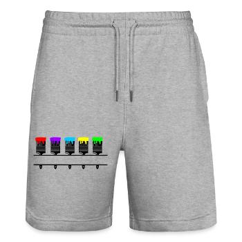 Coloured paintbrushes with blank recess - Stanley/Stella Trainer Unisex Organic Jogging Shorts - heather grey - Front - Nik (191cm) & Marisol (170cm)