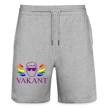 Vacant / Vacant Type - Short de jogging bio TRAINER Stanley/Stella unisexe - gris chiné - Devant - Nik (191cm) & Marisol (170cm)