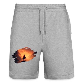 samurai krieger warrior motivation mma fighter 1 - Stanley/Stella Unisex Bio Joggingshorts Trainer  - Grau meliert - Vorne - Nik (191cm) & Marisol (170cm)