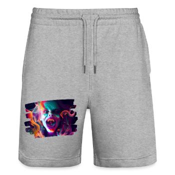 kunst kreativ lustig horror monster techno party - Stanley/Stella Unisex Bio Joggingshorts Trainer  - Grau meliert - Vorne - Nik (191cm) & Marisol (170cm)