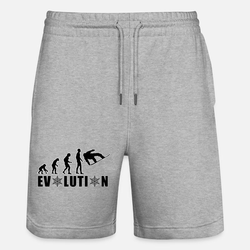 EVOLUTION SNOWBOARD Snow Winter Gift - Stanley/Stella Trainer Unisex Organic Jogging Shorts - heather grey