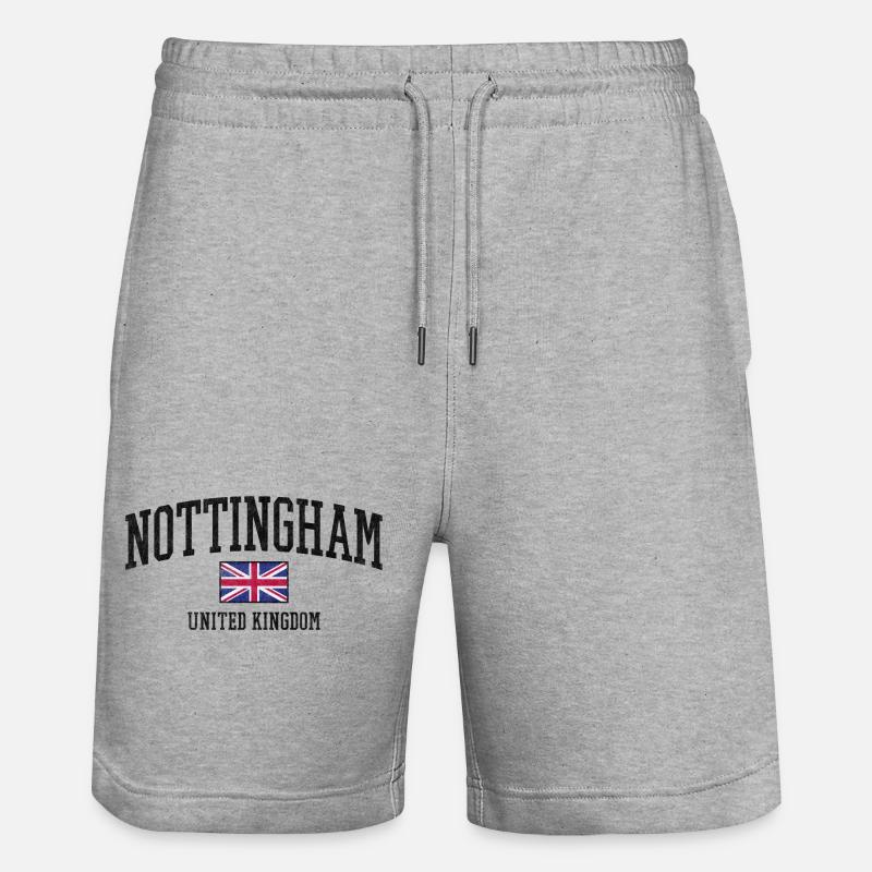 Nottingham Angleterre - Royaume-Uni - Drapeau britannique - Short de jogging bio TRAINER Stanley/Stella unisexe - gris chiné