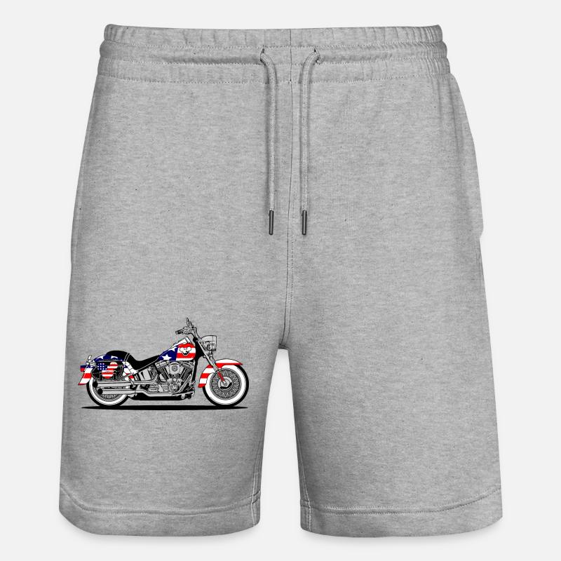 Moto Patriot Chopper avec drapeau - Short de jogging bio TRAINER Stanley/Stella unisexe - gris chiné