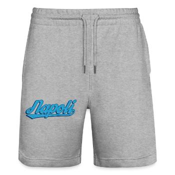 Napoli Lettering Blue Logo - Stanley/Stella Trainer Unisex Organic Jogging Shorts - heather grey - Front - Nik (191cm) & Marisol (170cm)
