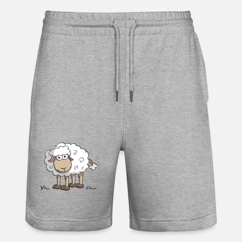Illustration joyeuse d’un mouton souriant - Short de jogging bio TRAINER Stanley/Stella unisexe - gris chiné