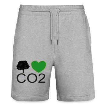 I Love CO2 Heart Graphic - Stanley/Stella Trainer Unisex Organic Jogging Shorts - heather grey - Front - Nik (191cm) & Marisol (170cm)