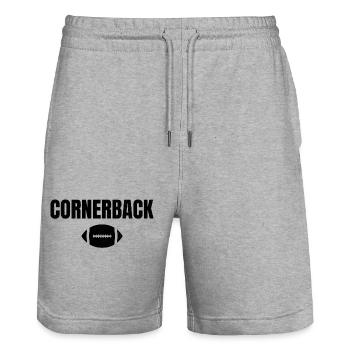 Cornerback Football Design für Sportfans - Stanley/Stella Unisex Bio Joggingshorts Trainer  - Grau meliert - Vorne - Nik (191cm) & Marisol (170cm)