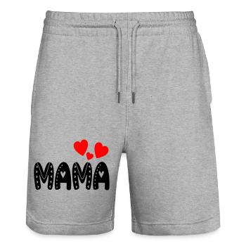 SCHRIFTZUG MAMA - MUTTERTAG GESCHENKIDEEN - Stanley/Stella Unisex Bio Joggingshorts Trainer  - Grau meliert - Vorne - Nik (191cm) & Marisol (170cm)