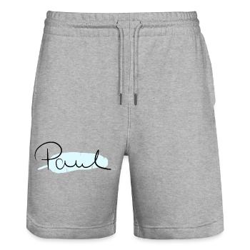 Paul - Stanley/Stella Trainer Unisex Organic Jogging Shorts - heather grey - Front - Nik (191cm) & Marisol (170cm)