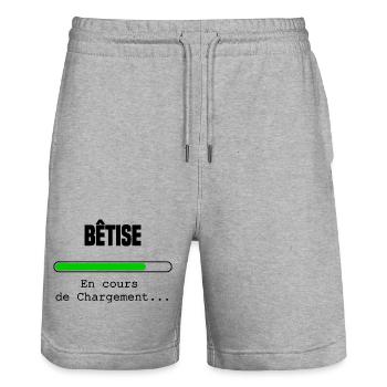 Bêtise en cours de chargement - Short de jogging bio TRAINER Stanley/Stella unisexe - gris chiné - Devant - Nik (191cm) & Marisol (170cm)