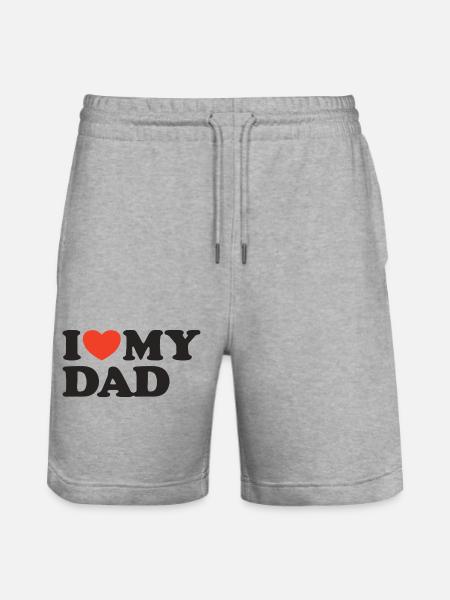 I love my Dad Heart Shirt - Stanley/Stella Trainer Unisex Organic Jogging Shorts - heather grey
