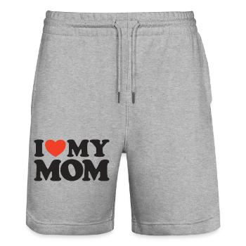 I love my Mom Herz Shirt - Stanley/Stella Unisex Bio Joggingshorts Trainer  - Grau meliert - Vorne - Nik (191cm) & Marisol (170cm)