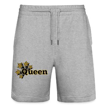 Queen with stars - Stanley/Stella Trainer Unisex Organic Jogging Shorts - heather grey - Front - Nik (191cm) & Marisol (170cm)