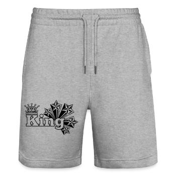 King stars and crown - Stanley/Stella Trainer Unisex Organic Jogging Shorts - heather grey - Front - Nik (191cm) & Marisol (170cm)
