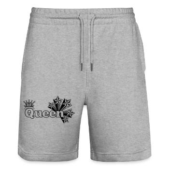 Queen with stars and crown - Stanley/Stella Trainer Unisex Organic Jogging Shorts - heather grey - Front - Nik (191cm) & Marisol (170cm)