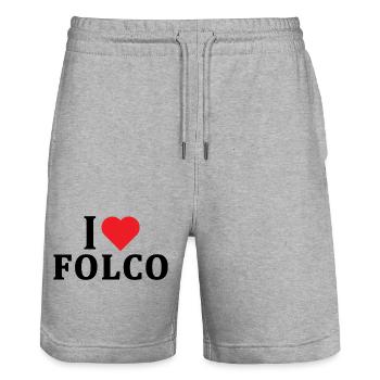 t-shirt I love Folco t-shirt idée cadeau - Short de jogging bio TRAINER Stanley/Stella unisexe - gris chiné - Devant - Nik (191cm) & Marisol (170cm)