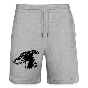 Greyhound Head - Stanley/Stella Trainer Unisex Organic Jogging Shorts - heather grey - Front - Nik (191cm) & Marisol (170cm)