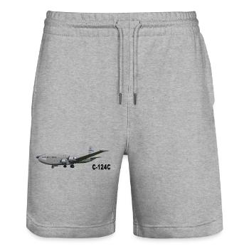 C-124K - Short de jogging bio TRAINER Stanley/Stella unisexe - gris chiné - Devant - Nik (191cm) & Marisol (170cm)