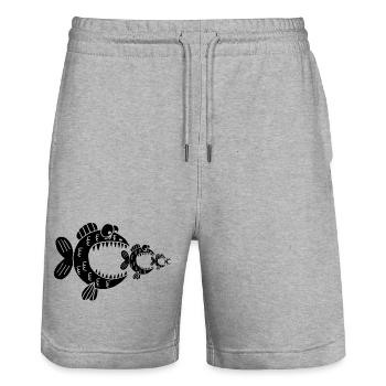 Poissons noirs et chaîne alimentaire - Short de jogging bio TRAINER Stanley/Stella unisexe - gris chiné - Devant - Nik (191cm) & Marisol (170cm)