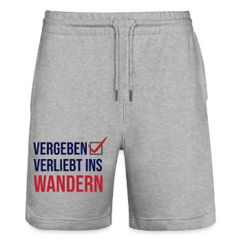 Wanderer Naturliebhaber Wandern Statement Klettern - Stanley/Stella Unisex Bio Joggingshorts Trainer  - Grau meliert - Vorne - Nik (191cm) & Marisol (170cm)