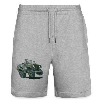 Willys MB Offroader 4x4 Millityr Oldtimer Us Army - Stanley/Stella Trainer Unisex Organic Jogging Shorts - heather grey - Front - Nik (191cm) & Marisol (170cm)