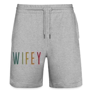 Retro Wifey Matching Couple Wedding Party Mariage - Short de jogging bio TRAINER Stanley/Stella unisexe - gris chiné - Devant - Nik (191cm) & Marisol (170cm)