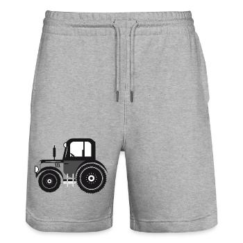 schwarz weißer Traktor für Trecker Fans - Stanley/Stella Unisex Bio Joggingshorts Trainer  - Grau meliert - Vorne - Nik (191cm) & Marisol (170cm)
