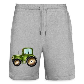 grüner Traktor für Trecker und Bauernhof Fans - Stanley/Stella Unisex Bio Joggingshorts Trainer  - Grau meliert - Vorne - Nik (191cm) & Marisol (170cm)