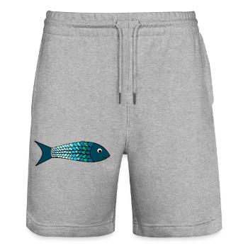 SARDINE. FISH. APRIL FOOL. EASTER. SEA - Stanley/Stella Trainer Unisex Organic Jogging Shorts - heather grey - Front - Nik (191cm) & Marisol (170cm)