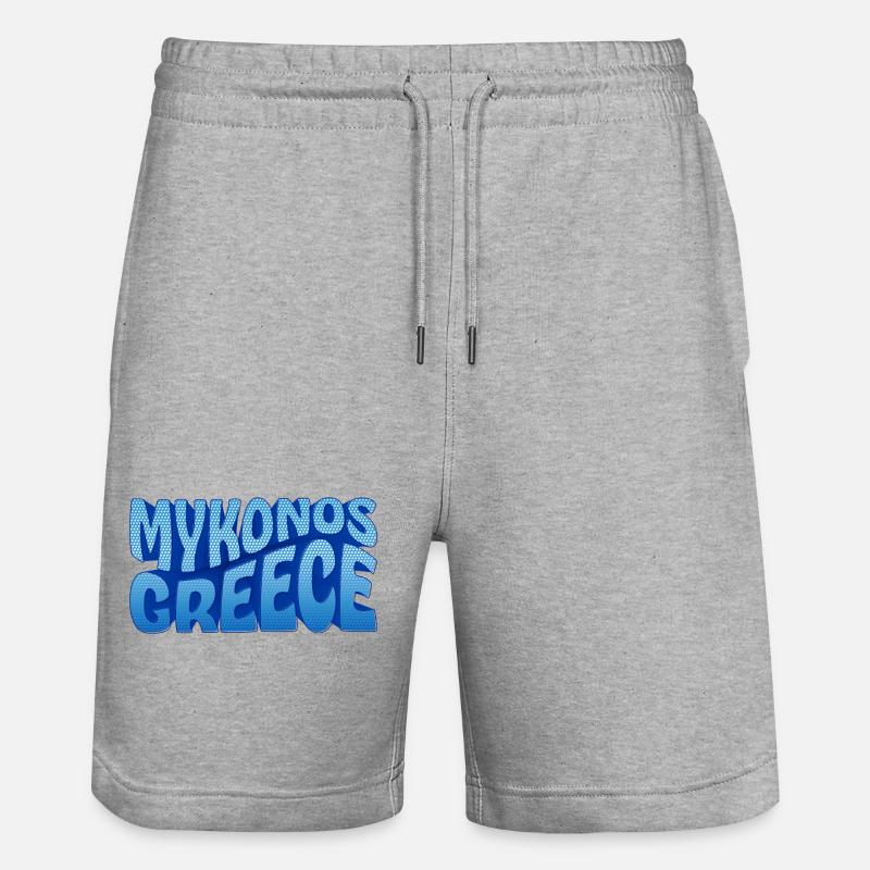 Mykonos Grèce Design à Points Bleus - Short de jogging bio TRAINER Stanley/Stella unisexe - gris chiné