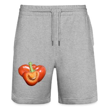 Oui les poivrons! Drôles de légumes rire joyeusement heureux - Short de jogging bio TRAINER Stanley/Stella unisexe - gris chiné - Devant - Nik (191cm) & Marisol (170cm)
