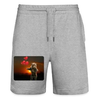 chaque JOUR un nouvel AMOUR se lève avec le SOLEIL - Short de jogging bio TRAINER Stanley/Stella unisexe - gris chiné - Devant - Nik (191cm) & Marisol (170cm)