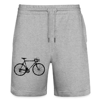 Rennrad (Vintage Schwarz) Fahrrad - Stanley/Stella Unisex Bio Joggingshorts Trainer  - Grau meliert - Vorne - Nik (191cm) & Marisol (170cm)