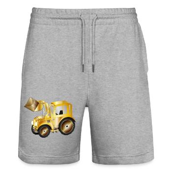 Traktor Frontlader in Gold Farben für Trecker Fans - Stanley/Stella Unisex Bio Joggingshorts Trainer  - Grau meliert - Vorne - Nik (191cm) & Marisol (170cm)