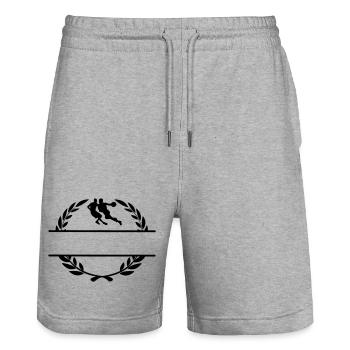 Basketballspieler im Lorbeerkranzmonogramm - Stanley/Stella Unisex Bio Joggingshorts Trainer  - Grau meliert - Vorne - Nik (191cm) & Marisol (170cm)