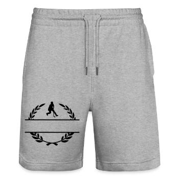 Dame de hockey en monogramme de couronne de laurier - Short de jogging bio TRAINER Stanley/Stella unisexe - gris chiné - Devant - Nik (191cm) & Marisol (170cm)