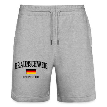 Braunschweig Text Deutschland Flagge - Stanley/Stella Unisex Bio Joggingshorts Trainer  - Grau meliert - Vorne - Nik (191cm) & Marisol (170cm)