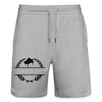 Piano en monogramme de couronne de laurier - Short de jogging bio TRAINER Stanley/Stella unisexe - gris chiné - Devant - Nik (191cm) & Marisol (170cm)