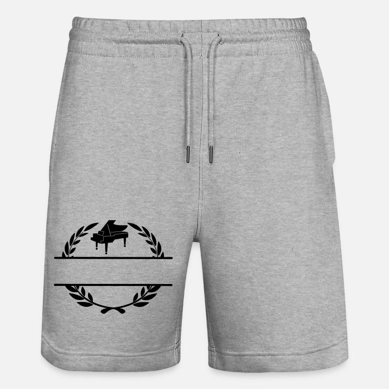 Piano in laurel wreath monogram - Stanley/Stella Trainer Unisex Organic Jogging Shorts - heather grey