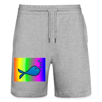 SARDINE. FISH. APRIL FOOL. EASTER. SEA - Stanley/Stella Trainer Unisex Organic Jogging Shorts - heather grey - Front - Nik (191cm) & Marisol (170cm)